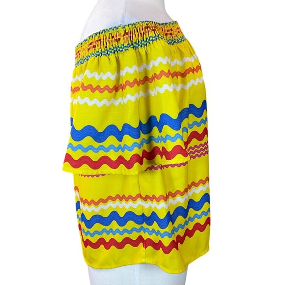 Flying Tomato Off-the-Shoulder Colorful Rick Rack Short Sleeve Blouse Medium - Picture 3 of 9